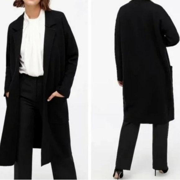J. Crew Sweaters - J Crew Ella Black Open Front Longline Blazer Cardigan Duster Sweater , Sz M P